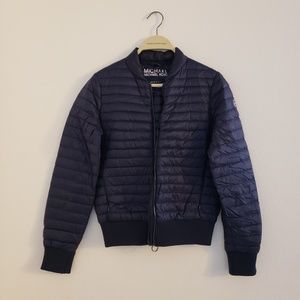 Packable down fill quilted down bomber jacket